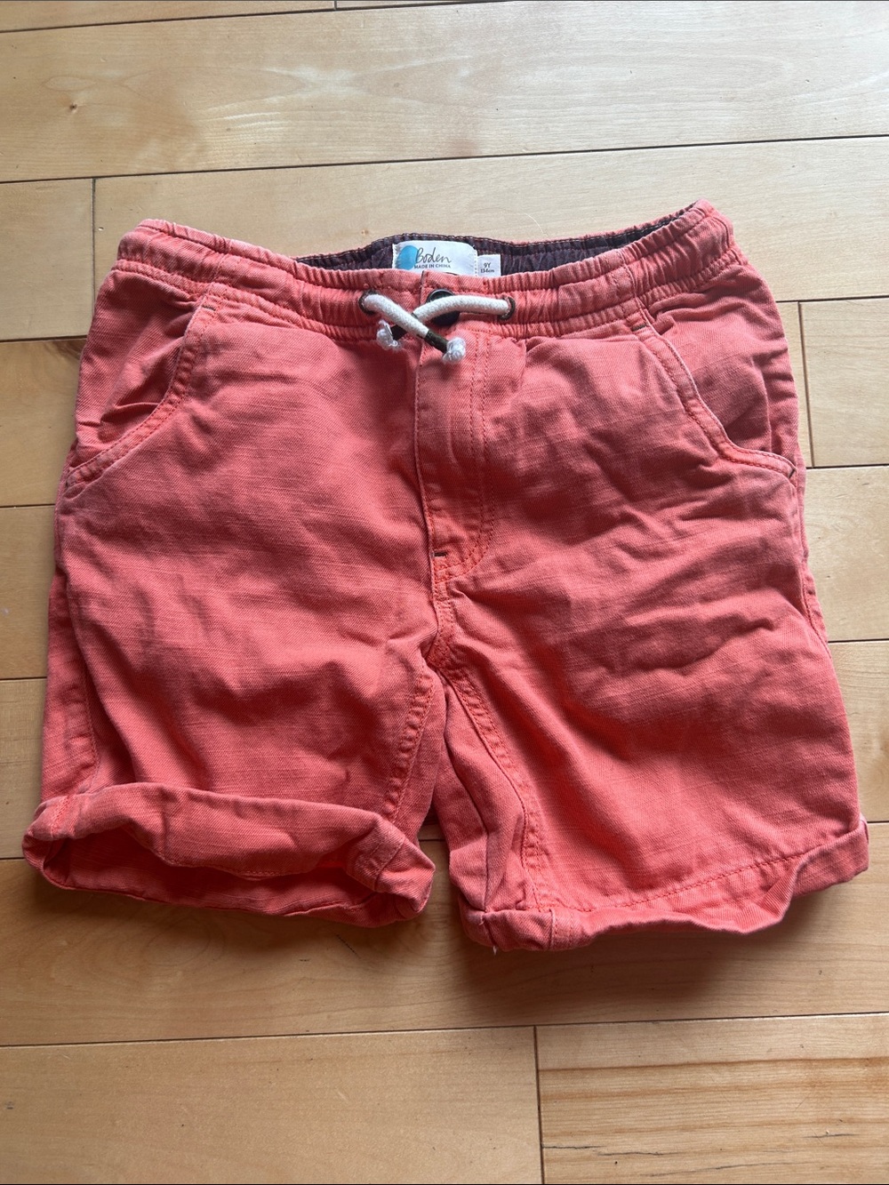 Mini Boden Coral Drawstring Cotton Kids Shorts